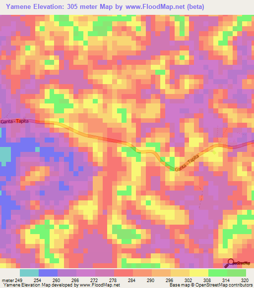 Yamene,Liberia Elevation Map