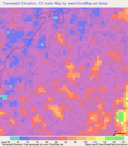 Yamawabli,Liberia Elevation Map