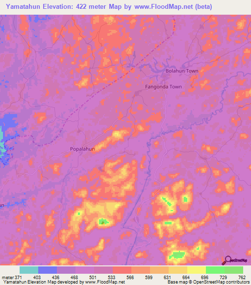Yamatahun,Liberia Elevation Map
