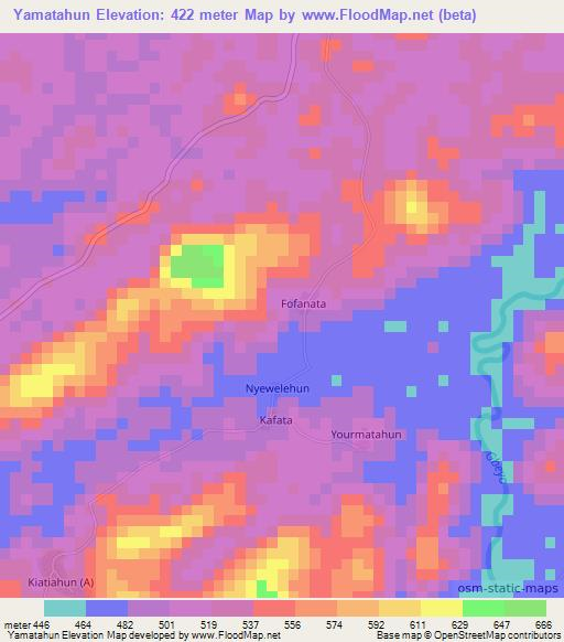 Yamatahun,Liberia Elevation Map