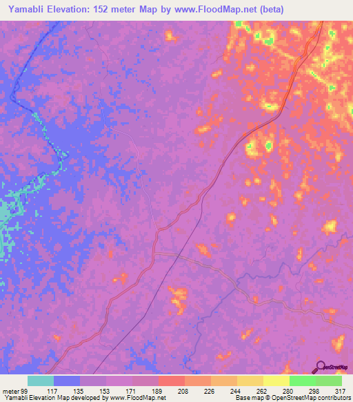 Yamabli,Liberia Elevation Map