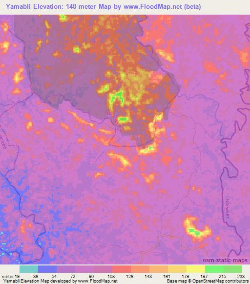 Yamabli,Liberia Elevation Map
