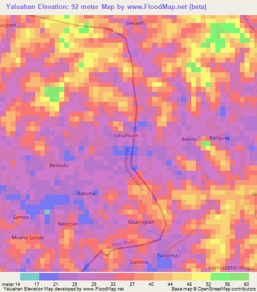 Yaluahan,Liberia Elevation Map