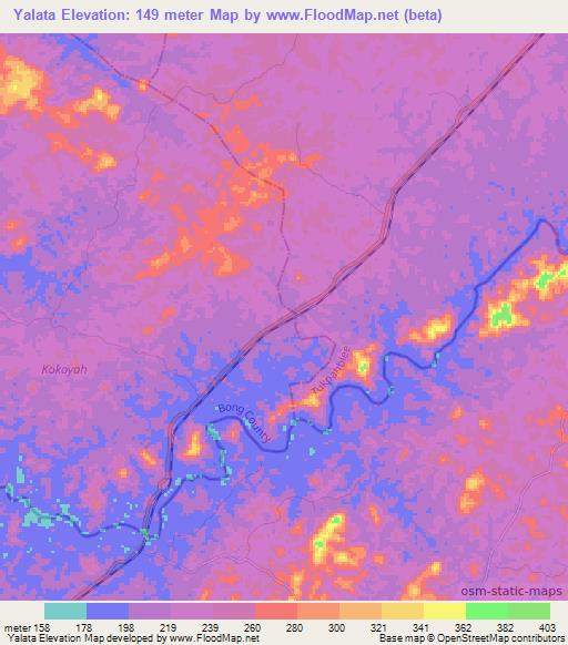 Yalata,Liberia Elevation Map