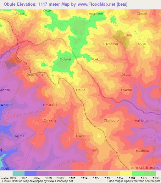 Obule,Uganda Elevation Map