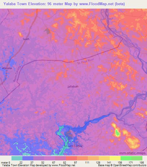 Yalaba Town,Liberia Elevation Map