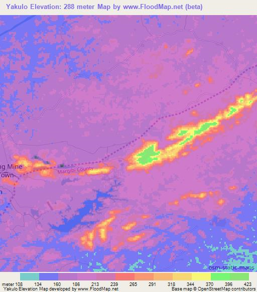 Yakulo,Liberia Elevation Map
