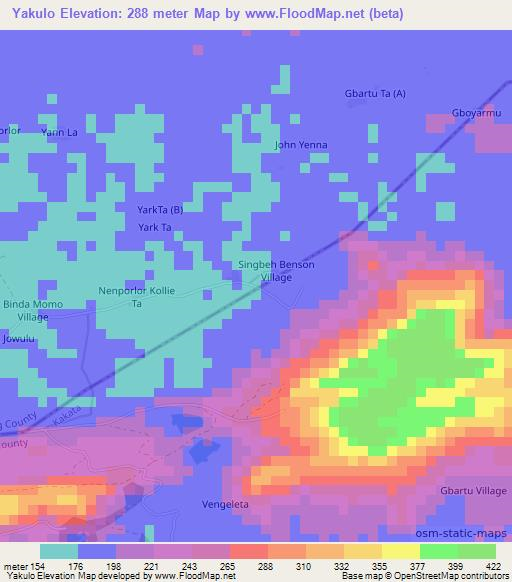 Yakulo,Liberia Elevation Map
