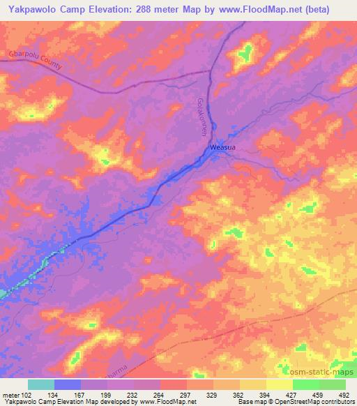 Yakpawolo Camp,Liberia Elevation Map