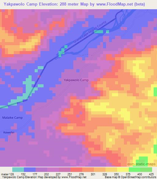 Yakpawolo Camp,Liberia Elevation Map