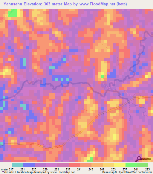 Yahnsehn,Liberia Elevation Map