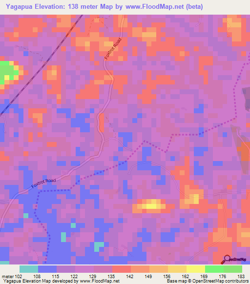 Yagapua,Liberia Elevation Map