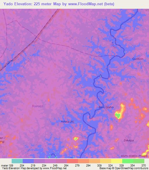 Yado,Liberia Elevation Map