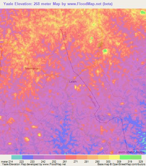 Yaale,Liberia Elevation Map