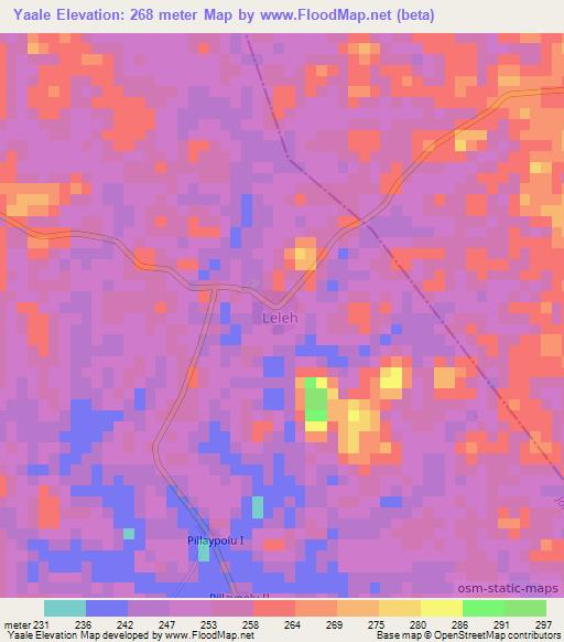 Yaale,Liberia Elevation Map