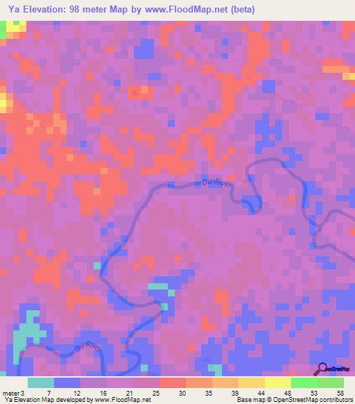 Ya,Liberia Elevation Map
