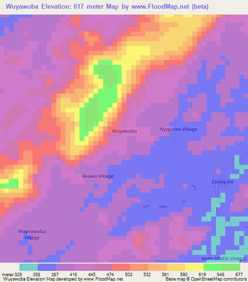 Wuyawoba,Liberia Elevation Map