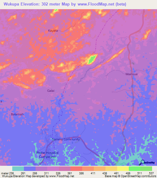 Wukupa,Liberia Elevation Map