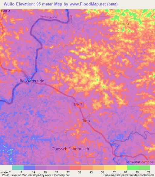 Wuilo,Liberia Elevation Map