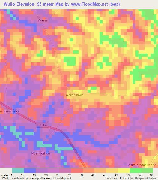 Wuilo,Liberia Elevation Map