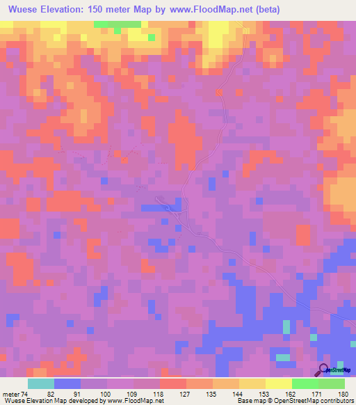 Wuese,Liberia Elevation Map