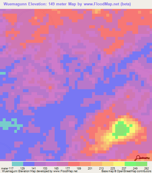 Wuemagunn,Liberia Elevation Map