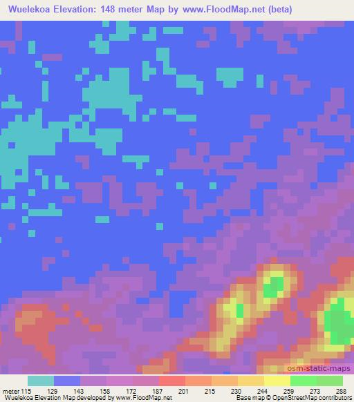 Wuelekoa,Liberia Elevation Map