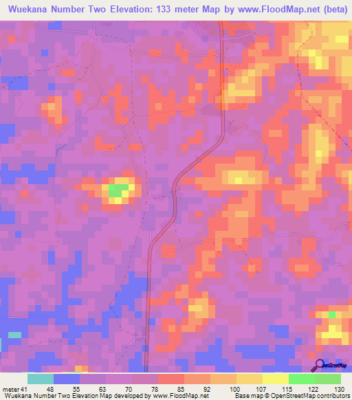 Wuekana Number Two,Liberia Elevation Map