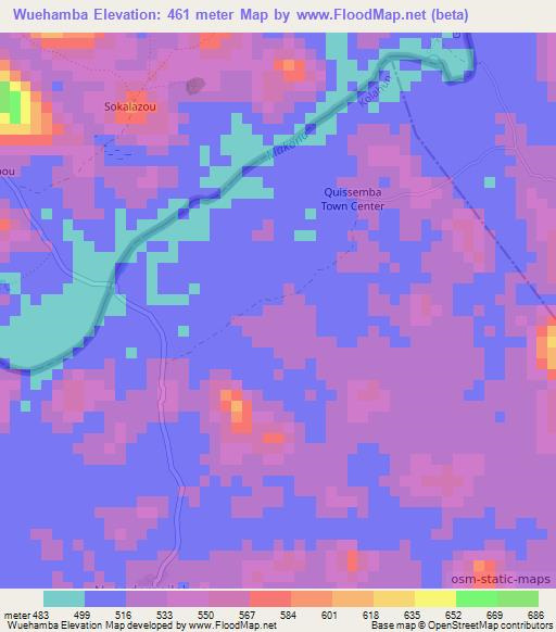 Wuehamba,Liberia Elevation Map