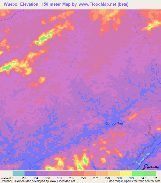 Wueboi,Liberia Elevation Map