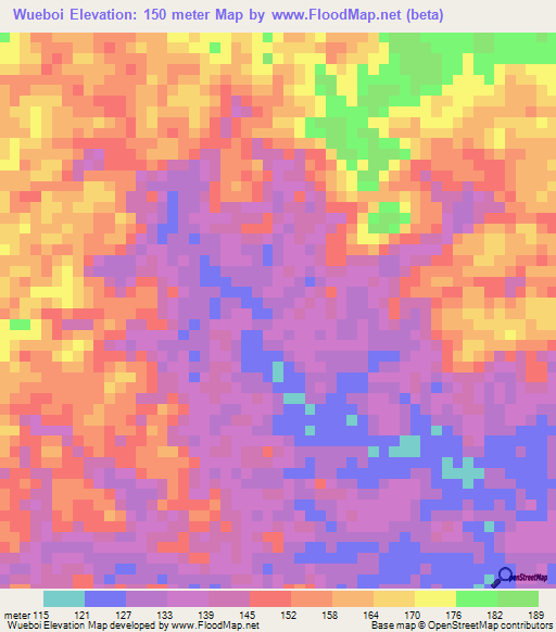 Wueboi,Liberia Elevation Map