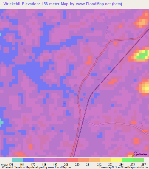 Wriekebli,Liberia Elevation Map