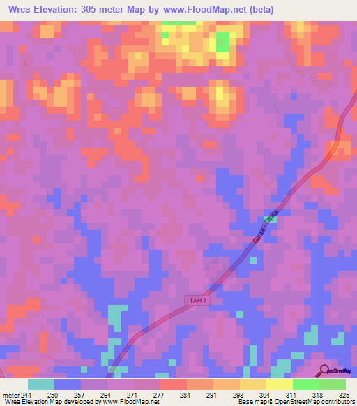 Wrea,Liberia Elevation Map