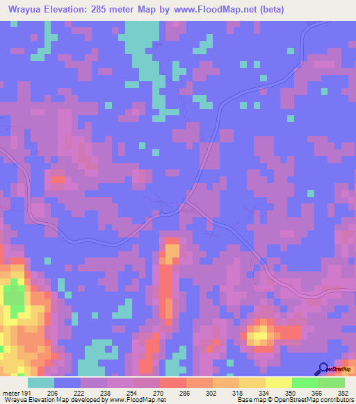Wrayua,Liberia Elevation Map