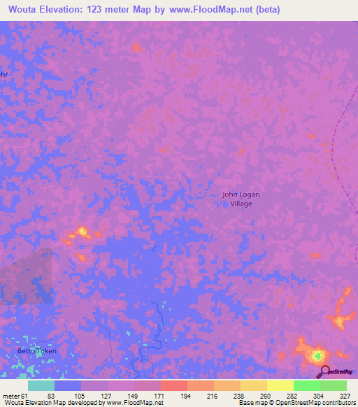 Wouta,Liberia Elevation Map