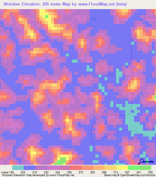 Woloken,Liberia Elevation Map