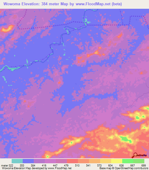 Wowoma,Liberia Elevation Map