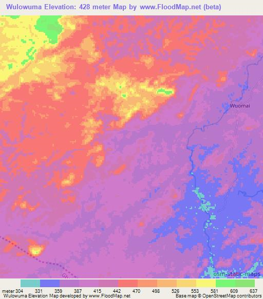 Wulowuma,Liberia Elevation Map