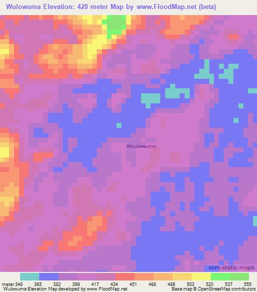 Wulowuma,Liberia Elevation Map