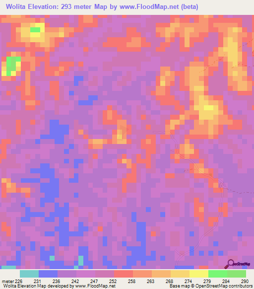 Wolita,Liberia Elevation Map