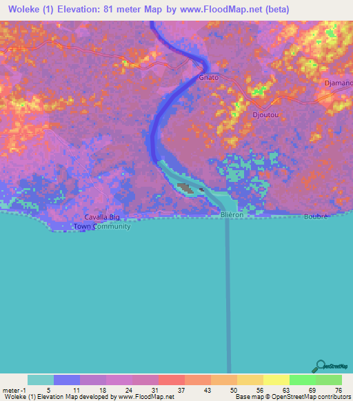 Woleke (1),Liberia Elevation Map