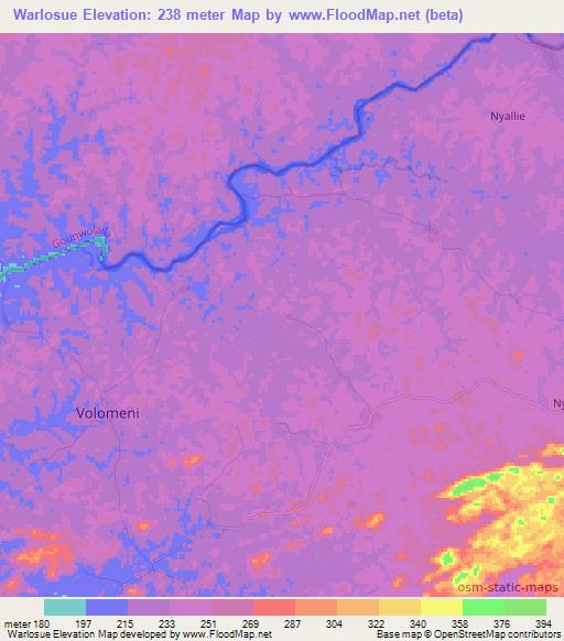 Warlosue,Liberia Elevation Map