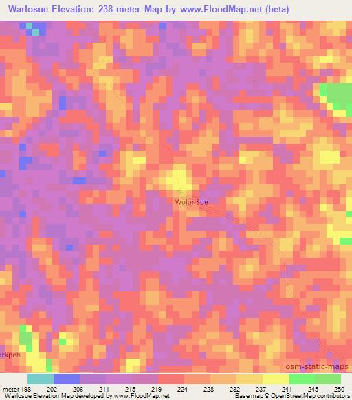 Warlosue,Liberia Elevation Map