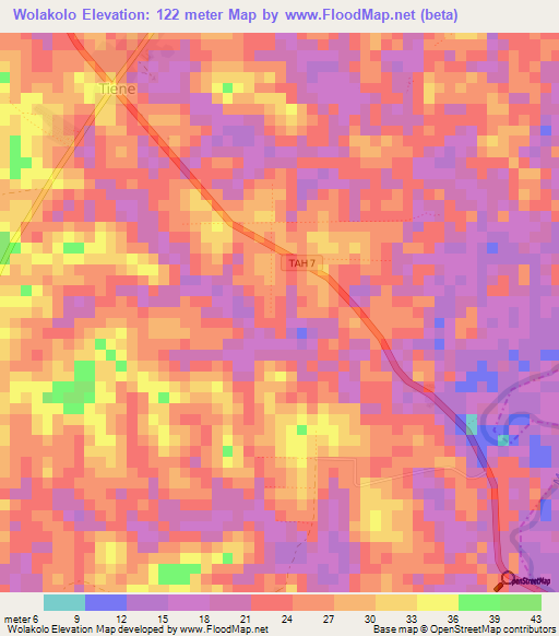 Wolakolo,Liberia Elevation Map