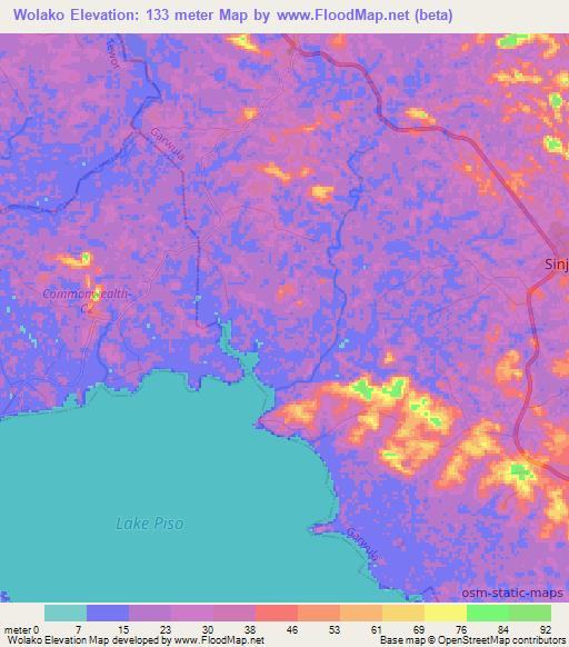 Wolako,Liberia Elevation Map