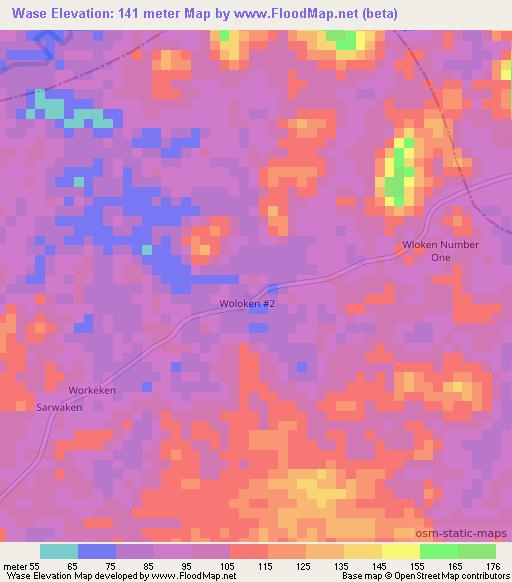 Wase,Liberia Elevation Map