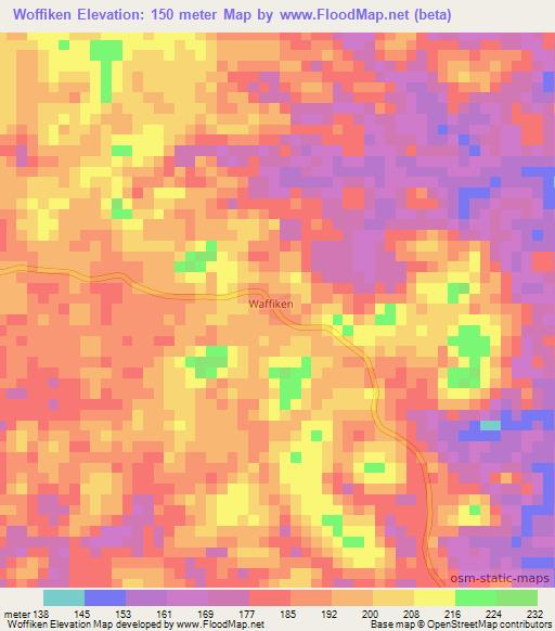 Woffiken,Liberia Elevation Map