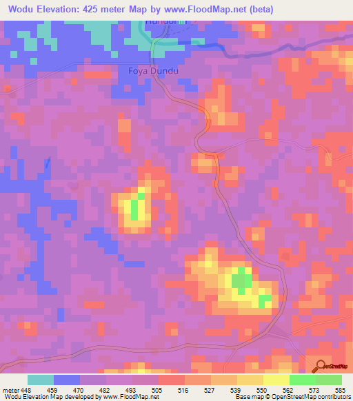 Wodu,Liberia Elevation Map