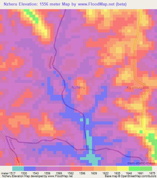Nzheru,Uganda Elevation Map