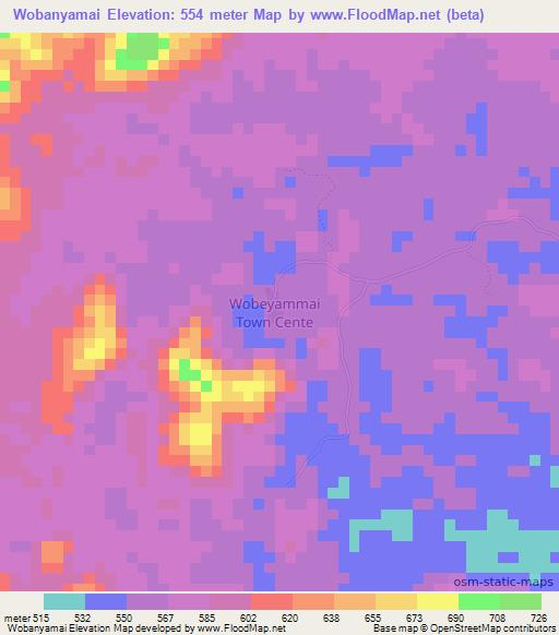 Wobanyamai,Liberia Elevation Map